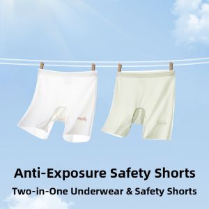 miiow | Girls Safety Pants Underwear Ice Silk High Waist Flat Angle Thin Summer Breathable Seamless Nylon Fabric For Ages 5 To 13