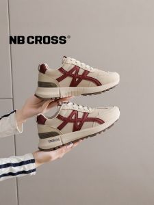 NB CROSS | NB Cross Womens Sporty Casual Thick Bottom Sneakers Lightweight Anti-slip Cross Laced Round Toe Flat Heel Rubber Soled Shoes