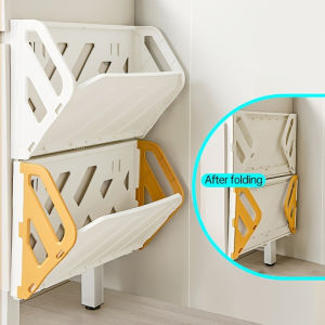 Wall-Mounted Shoe Rack Hidden Storage Shelf Foldable Plastic Organizer No-Drill Installation Multi-Layer Space Saver