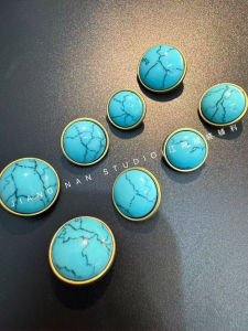 Áo Sơ Mi Cài Nút Đá Xanh Ngọc Lục Bảo Thủ Mới Nút Cài Bằng Thép Không Gỉ Nút Cài Thủ Công Phụ Kiện Quần Áo