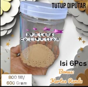 Toples Plastik Toples Kue Nastar Kue Kering (Plus Kertas Renda) 500 Gram 6 pcs