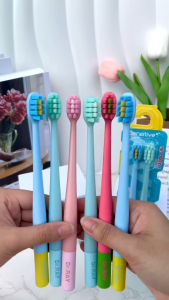 Dr.RAY Sensitive Gum Care Toothbrush Duo Pack Soft Bristles 3000 Filaments Gentle on Gums Plaque Control No.D162-T