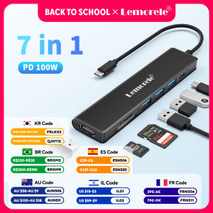 Lemorele | Lemorele 7-in-1 USB HUB to HDMI 4K 30Hz Dual Display USB 3.0 adaptateur With SD TF PD 100W Docking Station for Window Mac Hub