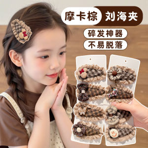 Retro Style Waterdrop Hair Clips Childrens Fabric Lace Edge Plaid Girls Hair Accessories Baby Headwear Side Parting Hairpins