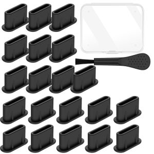 20pcs USB C Dust Plug With 1pc Cleaning Brush Anti Dust USB-C Plug Cover Charging Port Caps For Samsung Xiaomi All Type C Phone