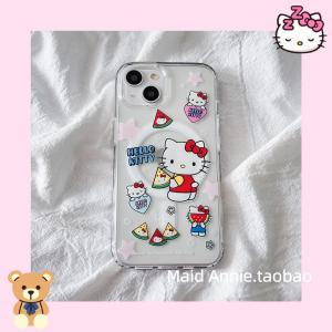 Original Cute Cartoon KT Cat Magnetic Absorption Phone Case for Apple iPhone 15 pro Max 14 pro 13 pro Transparent Acrylic Shell Protection