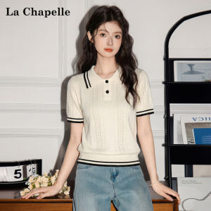 La Chapelle | Polka Dot Stripe Polo T-shirt Female Summer Loose Fit Easy to Match