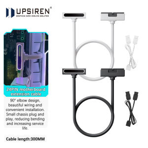UPSIREN 24PIN Motherboard extension cable Male-to-Female Connectors 5V 3PIN ARGB PC Cable 18AWG 90 degrees right angle design