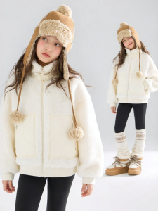 MUCMUKN | Insulated Lamb Fur Spliced Coat