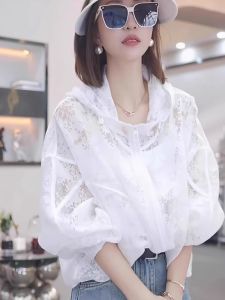 Shalldoer | Petite Lace Hooded Lightweight Short Jacket for Summer