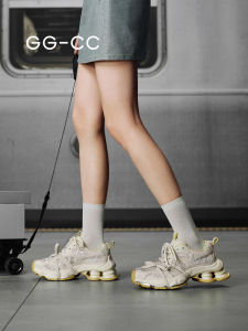 GGCC 2025 Summer New Style Worn-In Thick Bottom Dad Shoes Breathable Casual Low-Top Womens Sneakers Sporty Cross-Lace Design