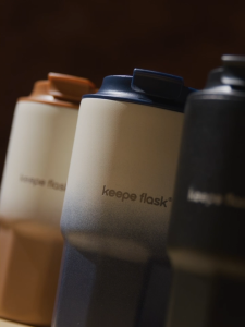 [p49 Name Engraving] Keepe Flask Premium CERAMIC LINER Coffee Tumbler "Blue Lagoon" Stainless Steel Vacuum Insulation Thermal Flask Coffee Mug With Lid & Strap16oz/450ml