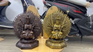 Tượng Phật Nghìn Tay Nghìn Mắt Bằng Đồng Màu Nâu Cao 25cm Nặng 3.2kg - Phật Thiên Thủ Thiên Nhãn