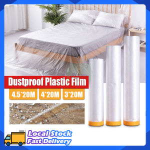 4.5m x 20m Furniture Plastic Dust Cover Disposable Paintproof Furniture Protectors Household Bed Sofa Renovation Drop Sheet Dustproof Cover Plastic Film