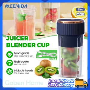 MEEVIDA Portable Juice Cup 300ML Electric Juicer 6 Blades Reachargeable Fruit Mixed Ice Smoothie Mini Blender Puree Mixer