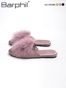 Womens Indoor Outdoor Slip-On Slippers 2024 New Style Anti-Slip Home Comfortable Head Cover Fur Mule Slippers