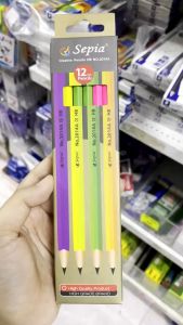 💙ดินสอดำ SEPIA #2014 HB ด้ามสีสะท้อนแสง (12 แท่ง) ราคา/กล่อง| KKNT
