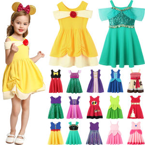2025 Summer Elsa Anna Casual Dress Girls Cotton Clothes Children Sleeveless A-Line Dress Baby Kids Princess Casual Clothing 2-8Y
