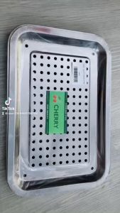 Khay inox  22 X 32 X 5cm- khay úp ly inox  cao cấp có lỗ thoát nước