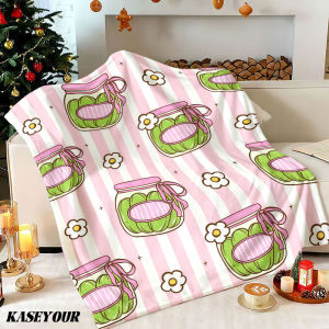 Beast Kingdom | Pickle Jar Daisy Striped Winter Summer Flannel Blanket Throw Fleece Soft Fuzzy Plush Cozy Fleece Blankets for Sofa Ideal Gifts
