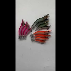 1 PC Luminous Wood Shrimp Squid Hook Fluorescent Fishing Bait Lure Mock Rocket Squid Strengthening Hook Fishing Accessories