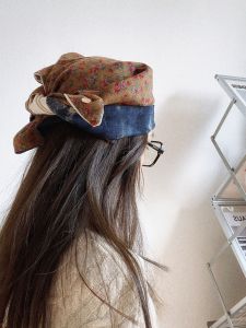 Original Retro Double-Sided Multi-Functional Cotton Linen Mens Scarf Bohemian Floral Print Triangle Shawl Street Style Necktie