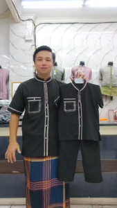 Baju Koko Ayah dan Anak Laki Laki Umur 3 - 16 Tahun Lengan Pendek Bahan Katun Madina