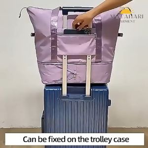 (MG)Foldable Travel Handbag Large Capacity Leisure Expandable Travel Duffel Tote Bag Sport Yoga Fitness Bag Luggage