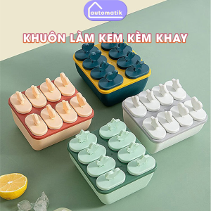 Khuôn Làm Kem Que Silicone PP PS Automatik Có Nắp Cho Bé Mini Cây Tại Nhà Chuối Tiện Lợi 8 Chiếc Kem