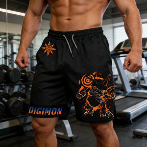 Bandai | 2026 Summer Digiti Baby Tyranosaurus Courage 3D Printed Double Layer Fake Two Sports Loose Breathable Quick Dry Shorts
