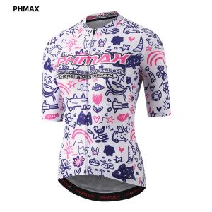 PHMAX | PHMAX Nữ Mùa Hè Áo Đi Xe Đạp Nhanh Khô Thoáng Khí Tay Ngắn Dây Kéo Đường Đua Xe Đạp Maillot Chuyên Nghiệp Dệt Kim Polyester