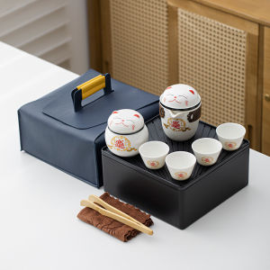Bộ Trà Di Động Bằng Gốm Sứ Hình Mèo May Mắn Của Panda Dành Cho Du Lịch Và Cắm Trại Bộ Bốn Tách Trà Nhỏ Gọn Cho Các Buổi Tiệc Ngoài Trời