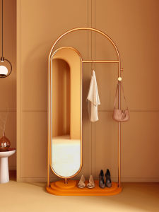 Clothes Rack Floor Bedroom Internet Celebrity Entrance Sleep Clothes Minimalist Coat Rack with Mirror Integrated Hotel