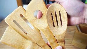 DIY Homes - Bamboo Cooking Tools and Holder- Eco-friendly spatula cooking tools and holder set- Wooden bamboo cooking tools and holder set