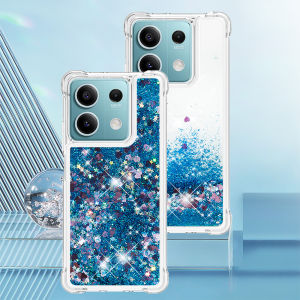 Bling Glitter Liquid Quicksand Phone Case For Xiaomi 14T 13T 5GRedmi Note 13 Pro 4GPoco X6 M6 C65 Anti Fall Cute Clear Cover