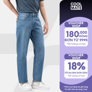 Quần Jeans nam Basics ống suông rộng dáng Regular Straight dày dặn thoải mái Quần bò mặc đi chơi dạo phố Coolmate
