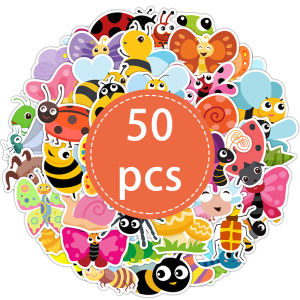50PCS Cartoon Insect Stickers Cute Bug Sticker Pack Vinyl Waterproof Animal Decals for Laptop Laptop Water Bottle Scrapbook