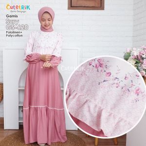 Gamis Anak Sury Series by Cutetrik GS-620 Policotton Pink untuk Usia 10-11 tahun