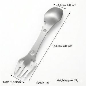 Portable Outdoor Utensil Stainless Steel 304 Fork Spoon Bottle Opener All in One For Camping Hiking Picnic Tableware