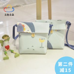 Tricolor Clouds Cotton กระเป๋าสะพายข้างขนาดกลางสายสะพายไหล่นุ่มสไตล์ลําลองกระเป๋าสี่เหลี่ยมเล็กสําหรับเยาวชน