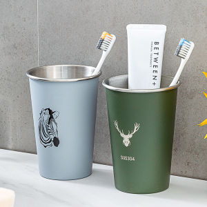 Japan Gargle Cup Brushing and Washing Cup Couple Home Tooth-Brushing Cup Minimalist Stainless Steel Toothbrush Cup for Women and Men