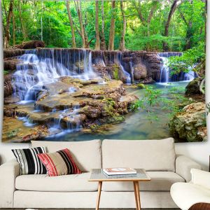 Tấm Thảm Treo Tường Bằng Vải Polyester Phong Cảnh Rừng Nhiệt Đới VIKAMA Dùng Trang Trí Phòng Khách Phòng Ngủ Ký Túc Xá - Thiết Kế Cảnh Quan Cây Cối