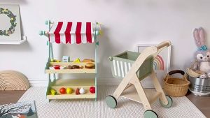 Bright Colours Adorable Wooden Kids Grocery Market Stall Play Pretend Set (Only Market Stall Stand)