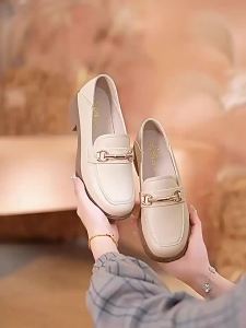 DUSTO | Thick Soled British Style Coarse Heeled Slip On Loafer