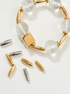 East Summer Titanium Steel Mirror Surface Oval Tube Vacuum Plated 18K Bead Separator Horse Eye Tube Jewelry Accessories
