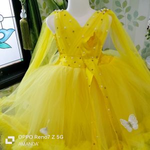 dress megar istimewa lengan berimbun ( free bando
