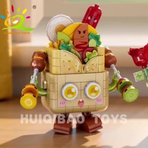 HUIQIBAO | HUIQIBAO DIY Gourmet Robot Cute Popcorn Cake Machine Building Blocks Ice Cream Model Home Desk Decoration Brick Toys Adult Gift