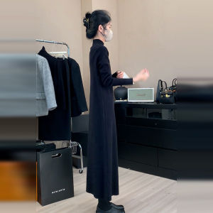 SENWA | Hepburn Style French Elegant High Neck Knit Dress