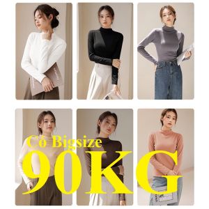 Áo Giữ nhiệt cổ 3cm Nữ Lót nỉ Chất đẹp dày nặng có Big size sai đại 100KG hót nhất mùa thu đông 2022