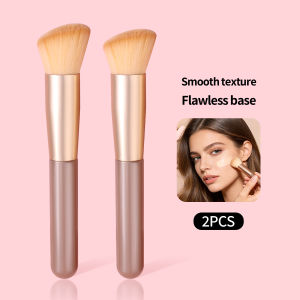 2PCS Angled Foundation Brush Soft Face Makeup Brushes for Liquid Cream Concealer Flawless Base Blending Buffing Brush for Dail